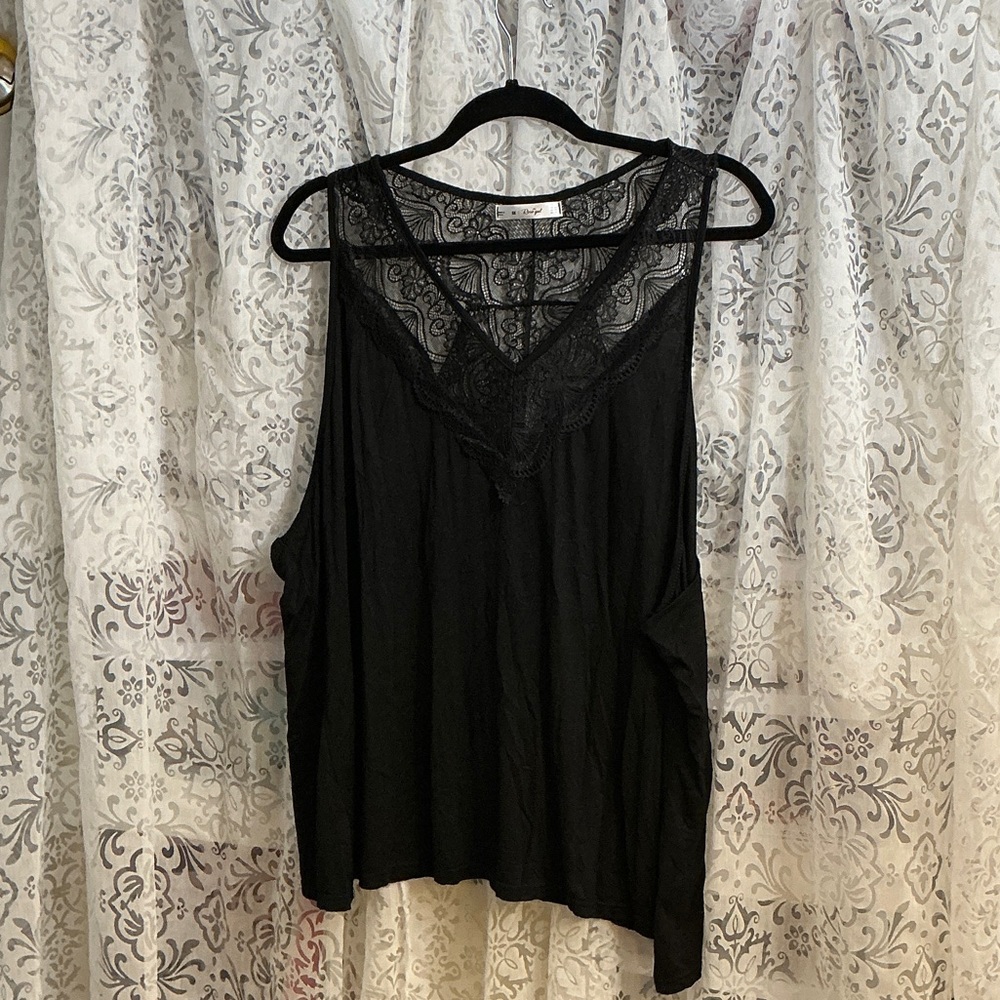 Rosegal Black Lace Detail Tank Top